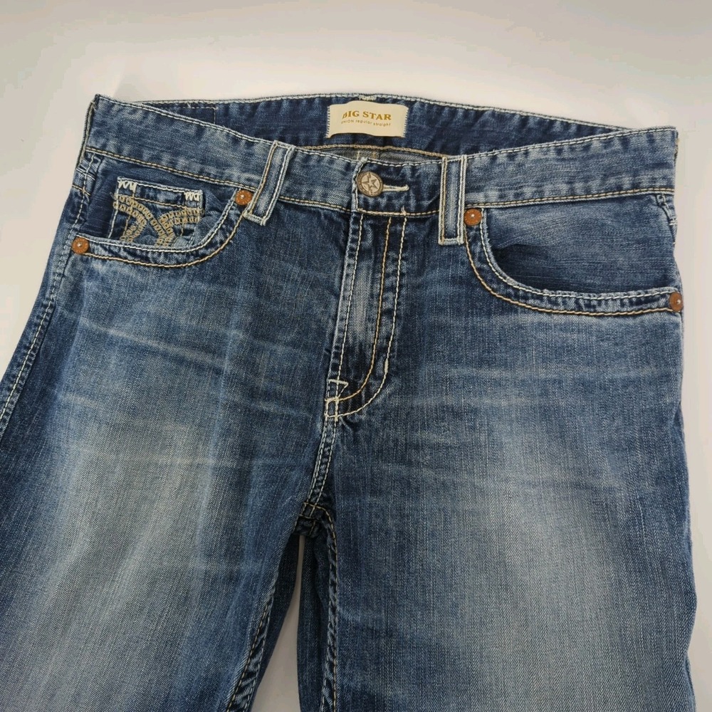 BIG STAR Buckle Union Regular Straight‎ Jeans Mens 36S Dark Blue Wash 36x30
